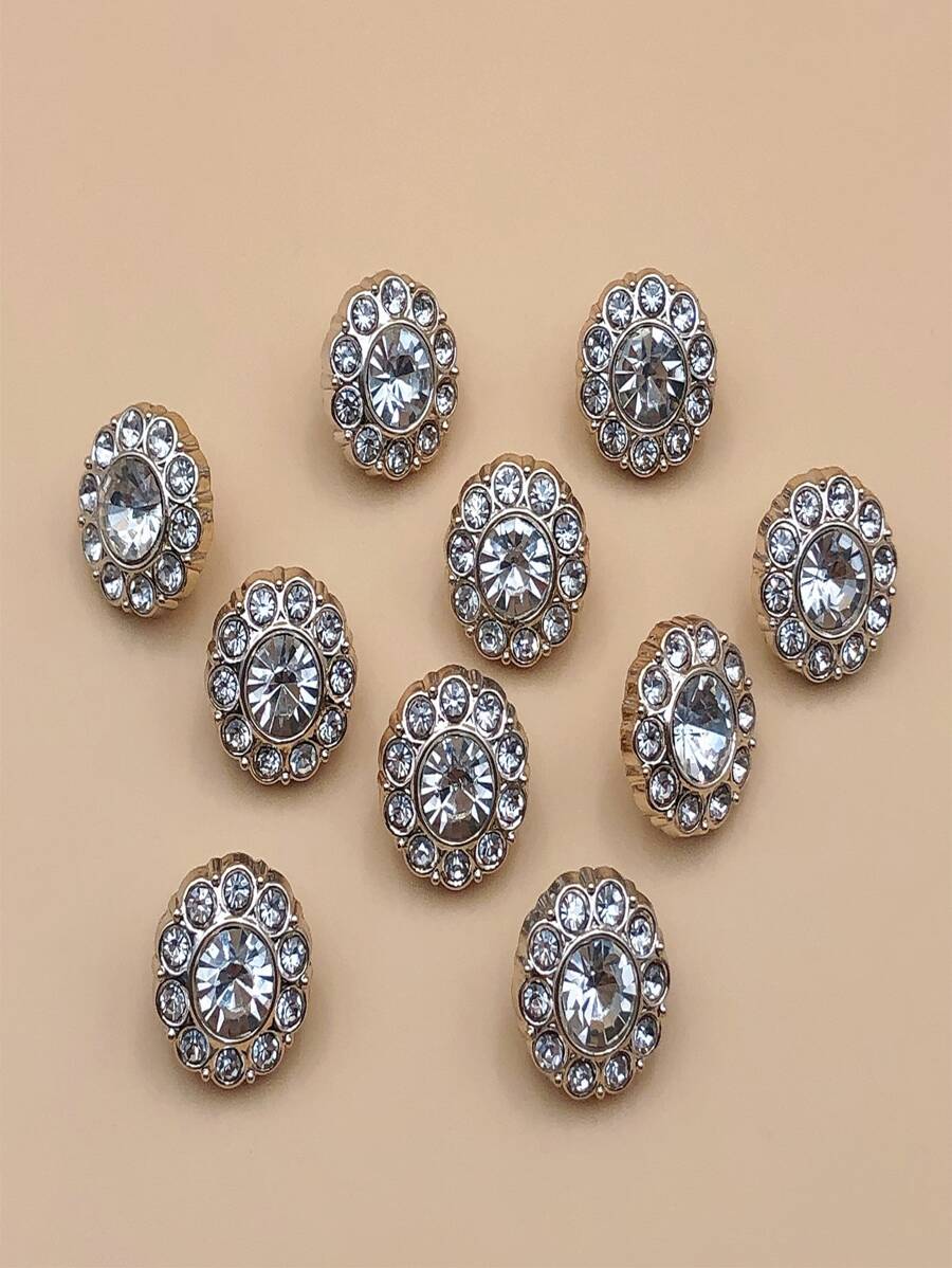 10入組水鑽裝飾DIY鈕扣 - 彩色 - 查看 1