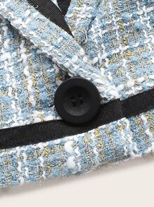 SHEIN MOD Plaid Tweed Contrast Tape Overcoat - Multicolor - View 3