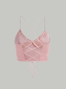 SHEIN MOD Ruched Detail Crop Cami Top - Baby Pink - View 5