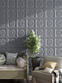 1/2/10 miếng dán tường họa tiết hoa nổi XPE 3D phong cách lãng mạn cổ điển, miếng dán tường xốp chống va chạm, nhiều màu sắc, dễ vệ sinh, miếng dán tường chống va chạm tự dính, giấy dán tường phong cách đơn giản và hiện đại, giấy dán tường cách âm để trang trí phòng ngủ - Xám - Xem 1