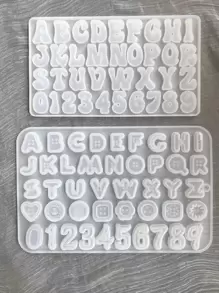 1 件字母设计 DIY 硅胶模具，透明硅胶模具，适用于 DIY - 白色 - 查看 1