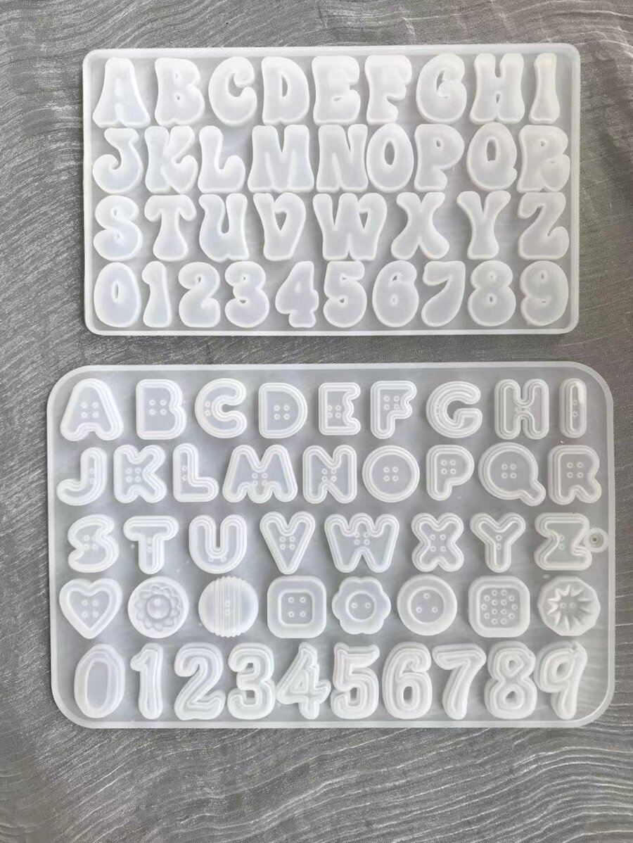 1 件字母设计 DIY 硅胶模具，透明硅胶模具，适用于 DIY - 白色 - 查看 1