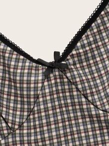 ROMWE Kawaii Đầm Tương phản ràng buộc Sọc ca rô Giải trí - Nhiều màu - Xem 4