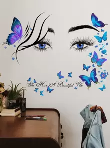 1pc PVC Wall Decal, Modern Figure & Slogan Graphic Waterproof Wall Sticker For Home Decor, Stickers, Wall Decal, Vinyl Decal For Home Decorations, Spring Decoration Items Refresh Your Home, Rama Decoration Stickers - Multicolor - View 4