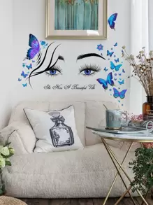 1pc PVC Wall Decal, Modern Figure & Slogan Graphic Waterproof Wall Sticker For Home Decor, Stickers, Wall Decal, Vinyl Decal For Home Decorations, Spring Decoration Items Refresh Your Home, Rama Decoration Stickers - Multicolor - View 6