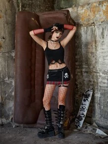 ROMWE Áo dệt kim nữ Cắt ra màu trơn Giải trí - màu đen - Xem 5