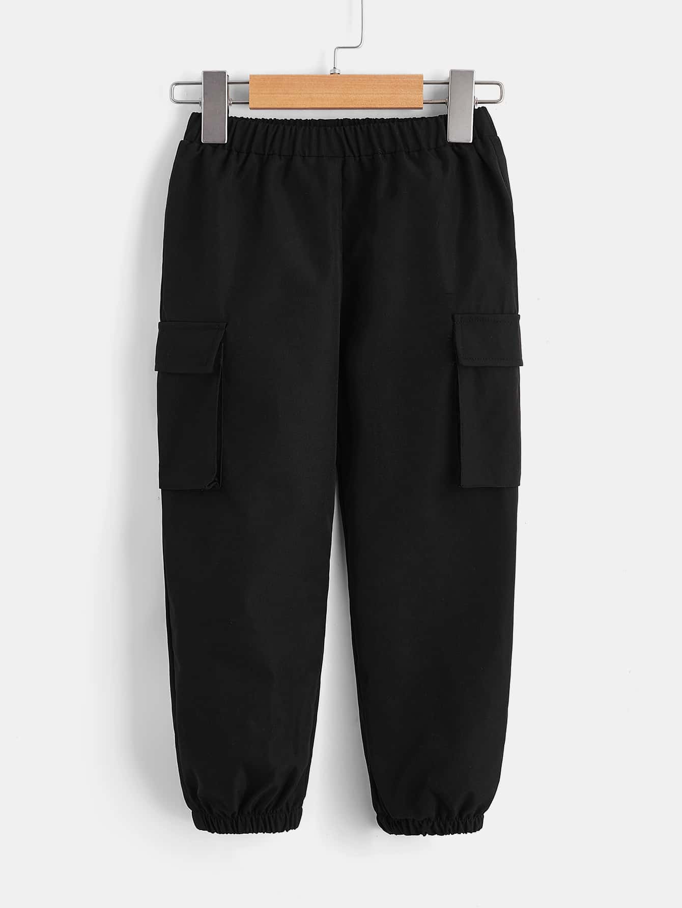 SHEIN Quần bé trai Túi màu trơn Giải trí - màu đen - Xem 1