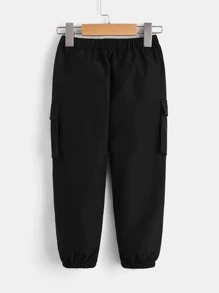 SHEIN Quần bé trai Túi màu trơn Giải trí - màu đen - Xem 2