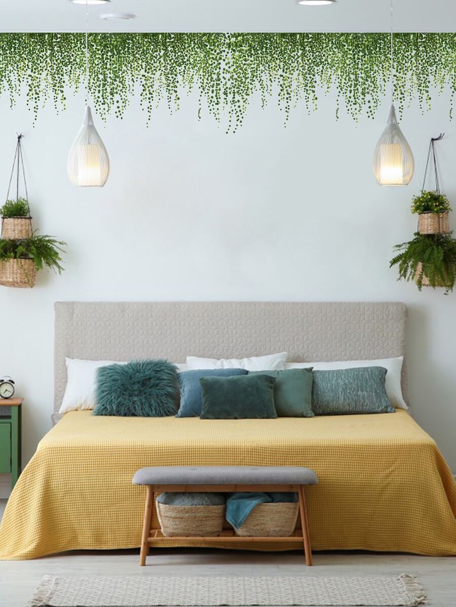 2入組綠色草地圖案牆貼現代防水PVC牆面裝飾貼紙適用於家居裝飾 - 彩色 - 查看 1