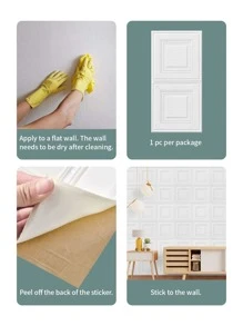 1pc/2pcs/10pcs Self-Adhesive 3D Foam Wall Sticker, Thickened Crashproof Wall Sticker, Simple And Modern Style Wall Paper, Soundproof Wall Paper For Bedroom Decor, Living Room Decor, Tv Background Decor, Ceiling Decor, Bathroom Decor, Etc. Simple Solid Color Design, Suitable For Bed Head, Room & Living Room Decoration, Easy To Paste, Free Combination, Ideal For Room Renovation, Simple & Elegant Home Decoration, Minimalist Modern Style Home Decor, Dustproof And Waterproof Room Decoration Stuff, B,Renovation Stickers Peel Wall Panels,Wall Paper, Wallpapers,Spring Decoration Items Refresh Your Home,Rama Decoration Stickers Gifts Birthday Graduation - White - View 7