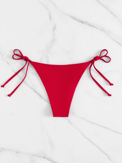 Swim Vcay 2025 Women's Solid Color Bikini Bottom With Tie At Summer Beach