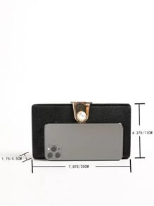 Mini bolso de caja de decoración de perlas de imitación, bolso de novia perfecto para bodas, bailes y eventos de fiesta - Negro - Ver 3