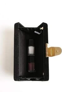 Mini bolso de caja de decoración de perlas de imitación, bolso de novia perfecto para bodas, bailes y eventos de fiesta - Negro - Ver 7