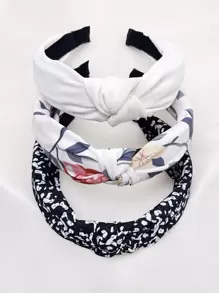 3 cái Nút In Hoa Chi tiết Băng đô Rộng - Nhiều màu - Xem 1