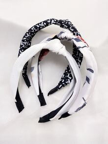 3 cái Nút In Hoa Chi tiết Băng đô Rộng - Nhiều màu - Xem 3