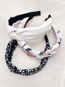 3 cái Nút In Hoa Chi tiết Băng đô Rộng - Nhiều màu - Xem 4