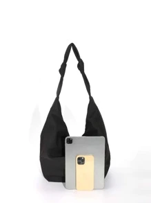 Minimalist Hobo Bag - Black - View 4