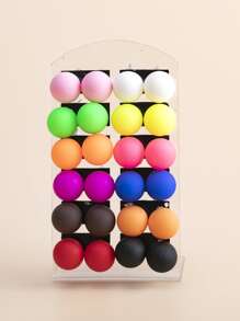 12pairs Ball Design Stud Earrings - Multicolor - View 2