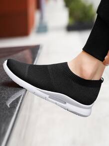 Zapatos De Running Minimalistas Sin Cordones Para Hombres - Blanco y Negro - Ver 2