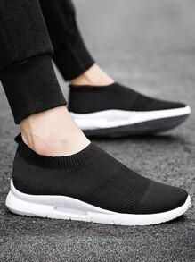 Zapatos De Running Minimalistas Sin Cordones Para Hombres - Blanco y Negro - Ver 4