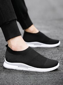 Zapatos De Running Minimalistas Sin Cordones Para Hombres - Blanco y Negro - Ver 5