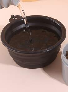 nicovaer 2pcs/set Gray Portable Outdoor Pet Water/food Bottle & Black Collapsible Travel Bowl, Suitable For Dogs/cats While Hiking Or Traveling - Grey - View 4