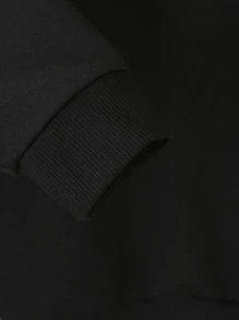 SHEIN Toddler Girls 1pc Slogan Graphic Pullover & 1pc Joggers - Black - View 6