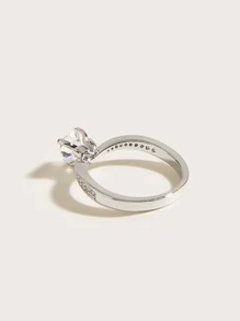 Anillo zirconia cúbica con adorno de corazón - Plateado - Ver 3