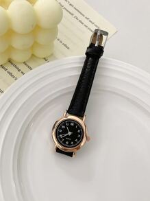 1pc Ladies Watch Minimalist Quartz Watch - Black - View 2