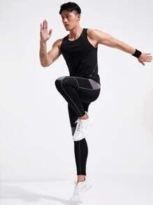 SHEIN Fitness Boyfriend Style Men Solid Sports Tank Top Tank Top Pack - Black - View 5