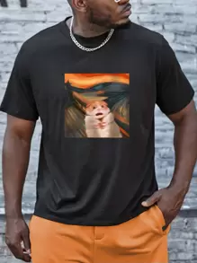 Manfinity Homme Men Plus Cartoon Graphic Tee - Black - View 1