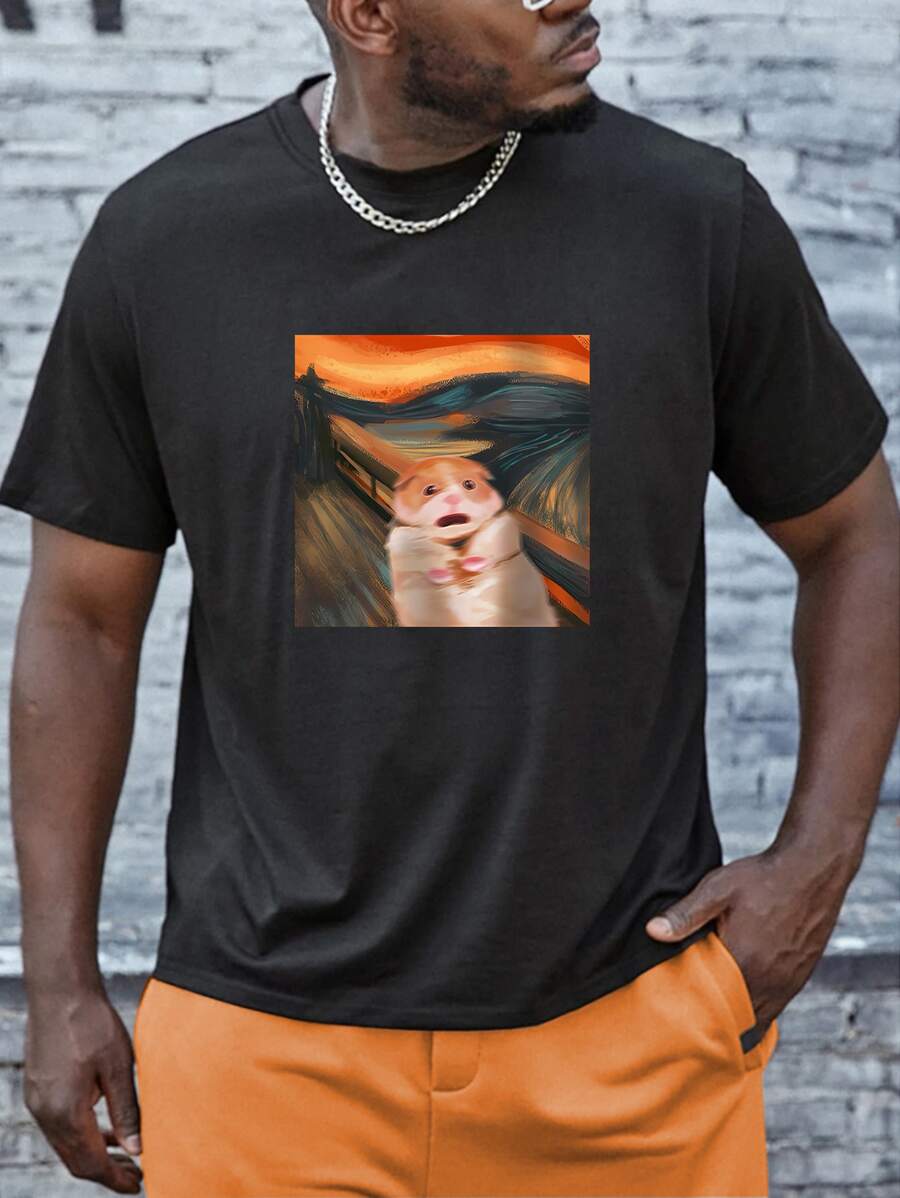 Manfinity Homme Men Plus Cartoon Graphic Tee - Black - View 1