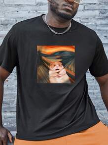 Manfinity Homme Men Plus Cartoon Graphic Tee - Black - View 3