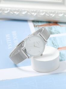 Rclock 1入組圓形指針石英手錶和1入組手環