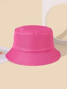 Solid Reversible Bucket Hat Casual - Hot Pink - View 1