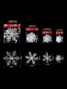 634尺寸白色聖誕雪花裝飾雪花裝飾品花環,圓形雙面織帶適用於家庭聖誕假期派對裝飾 - 白色 - 查看 5