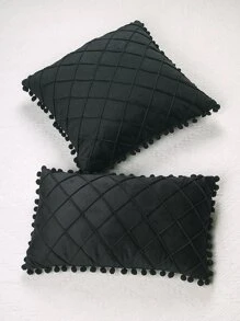 1pc Pom Pom Trang trí nội thất Đệm phủ mà không có chất làm đầy - màu đen - Xem 3