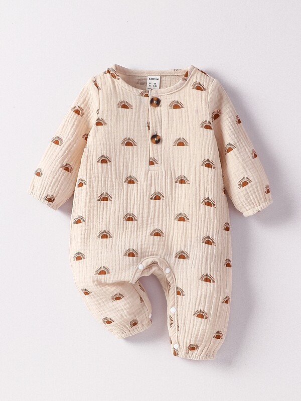Newborn Baby Boy Sun Print Jumpsuit SHEIN UK