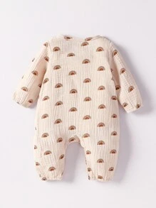 Newborn Baby Boy Sun Print Jumpsuit - Apricot - View 2