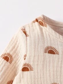 Newborn Baby Boy Sun Print Jumpsuit - Apricot - View 6