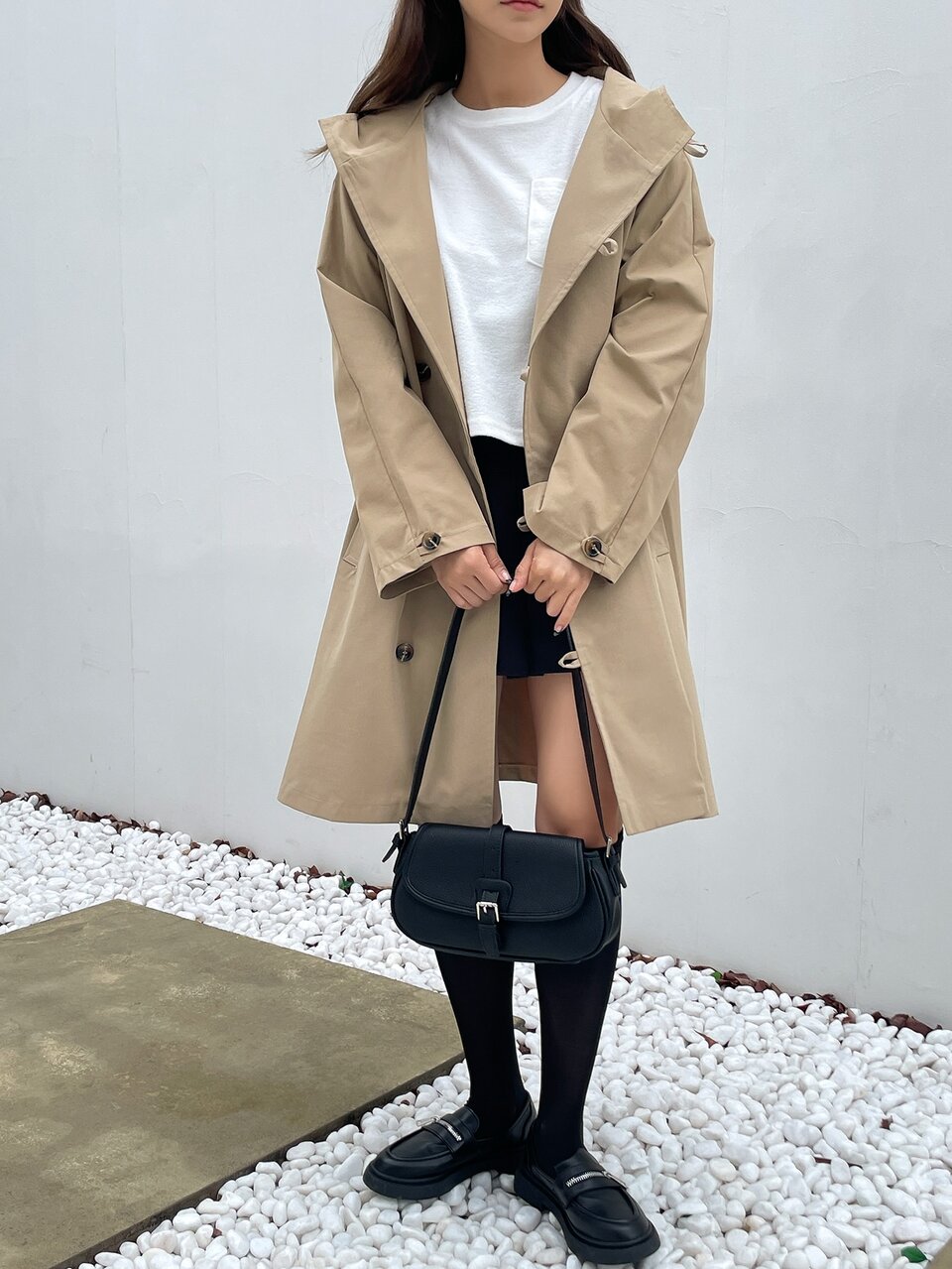 Raglan Sleeve Button Up Hooded Coat