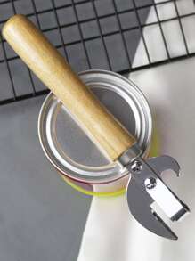 1pc Wooden Handle Can Opener, Random Wood Handle Design
