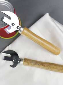 1pc Wooden Handle Can Opener, Random Wood Handle Design