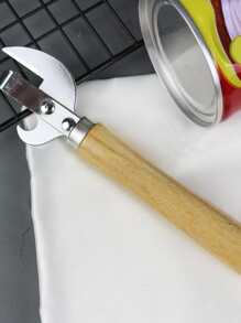 1pc Wooden Handle Can Opener, Random Wood Handle Design