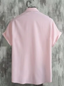 Manfinity 男士山水和漢字圖案襯衫不帶T恤 - 淺粉色 - 查看 2