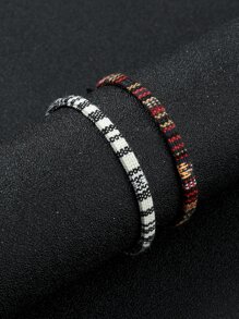 時尚流行2件套男士撞色編織腳鍊，適合珠寶禮物和時尚外觀