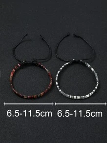 時尚流行2件套男士撞色編織腳鍊，適合珠寶禮物和時尚外觀