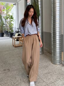 DAZY Button Up Drop Shoulder Shirt,Fall Clothes - Dusty Blue - View 5