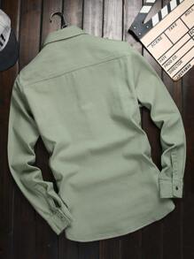 Manfinity Homme Men Cotton Flap Pocket Denim Shirt Without Tee - Mint Green - View 2