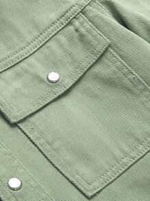 Manfinity Homme Men Cotton Flap Pocket Denim Shirt Without Tee - Mint Green - View 4